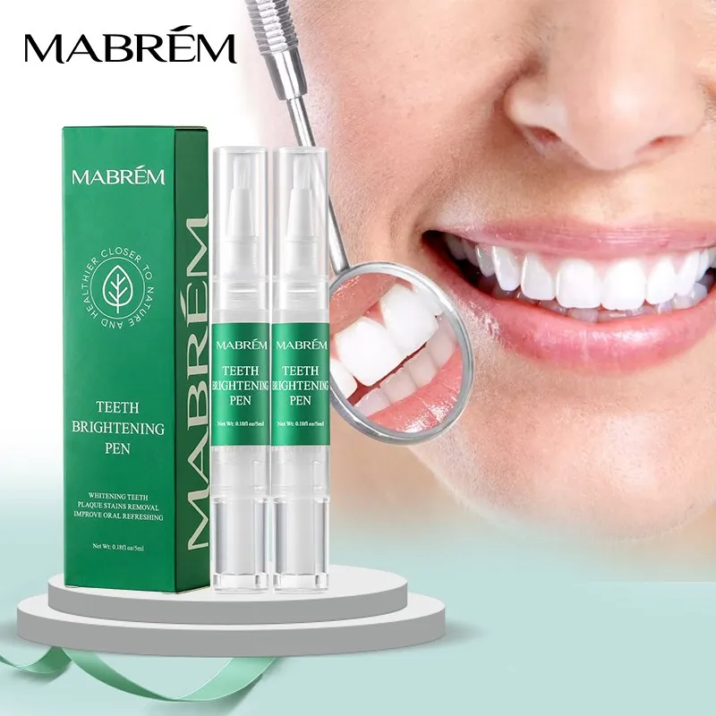 2 pçs mabrem dentes clareamento caneta dentes brancos soro de limpeza higiene oral essência remover manchas de placa dental branqueamento limpeza