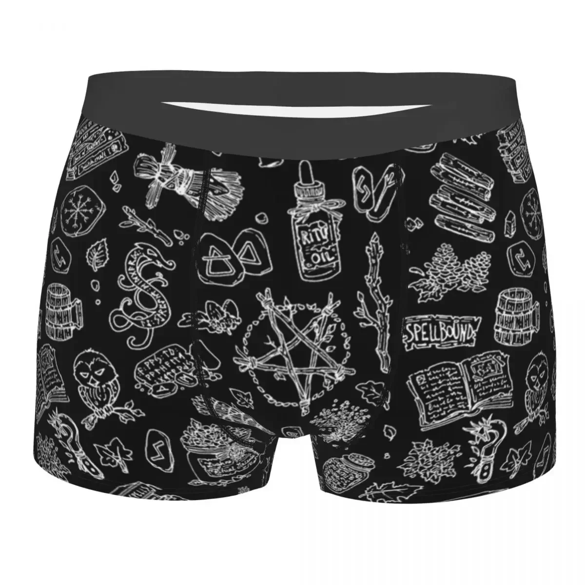 Novelty Boxer Shorts Panties Men's Dark Pagan Witches Gothic Goth Underwear Polyester Underpants for Male Plus Size