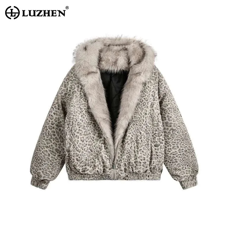 LUZHEN 2025 Winter New Leopard Print Fur Liner Hooded Padded Jacket Men's Fashion Original High Quality Warm Casual Coat JY4509