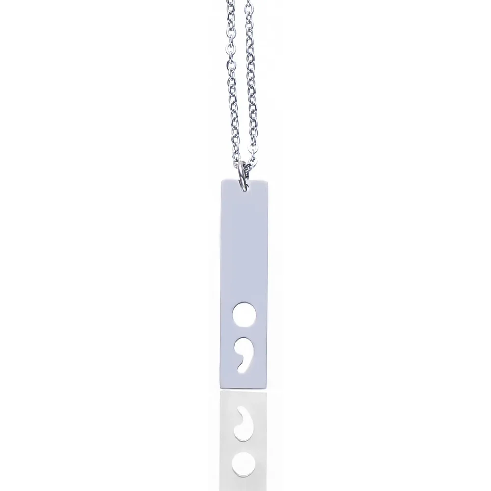Rectangle O Shape Necklace Creative Semicolon Pendant Fashion Best Friend Brother Neck Jewelry Accessory view 5