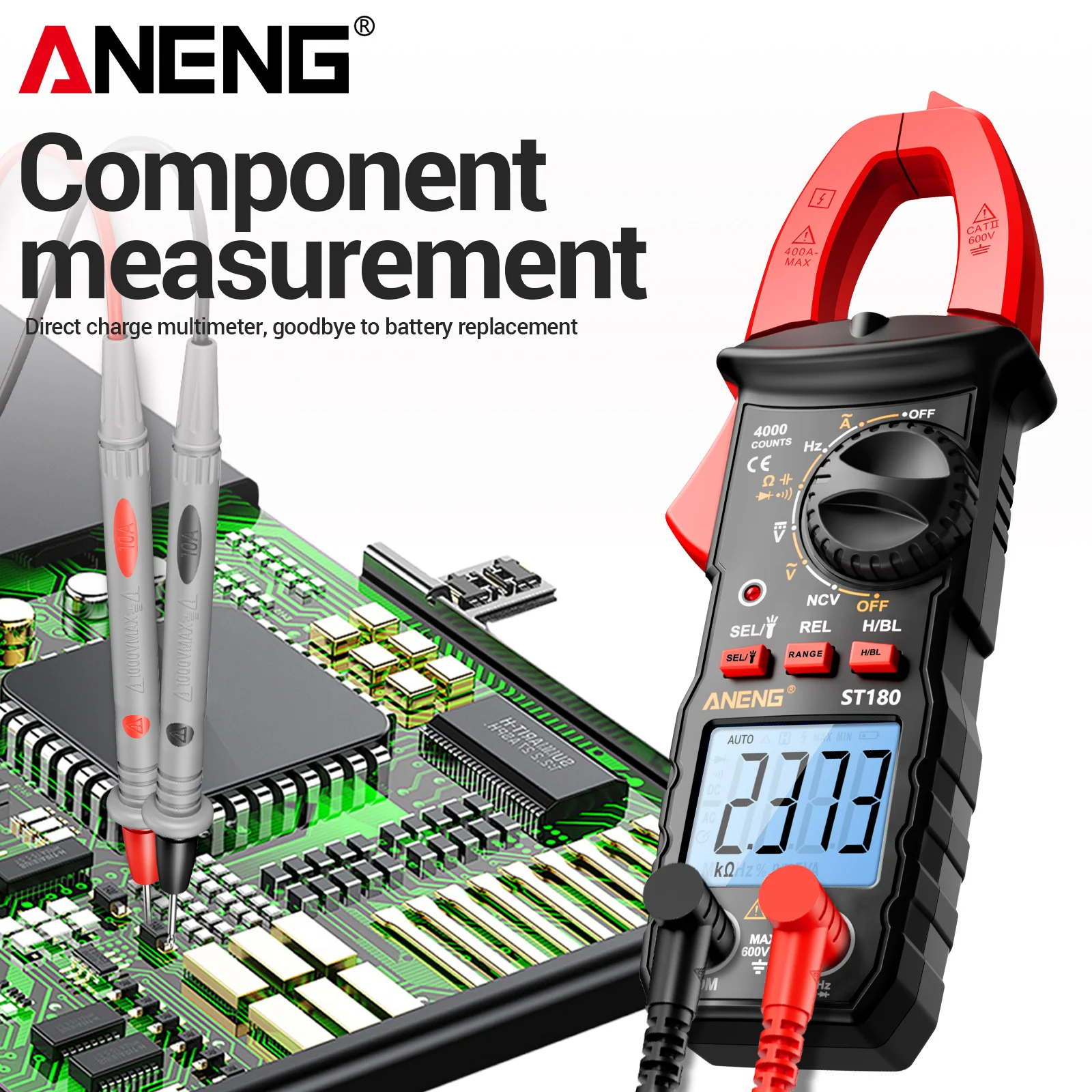 ANENG ST180 Clamp Multimeter VD807 Voltage Test Pen Combo NCV Flashlight Auto Off AC DC Household Electrical Repair Tool Set Kit