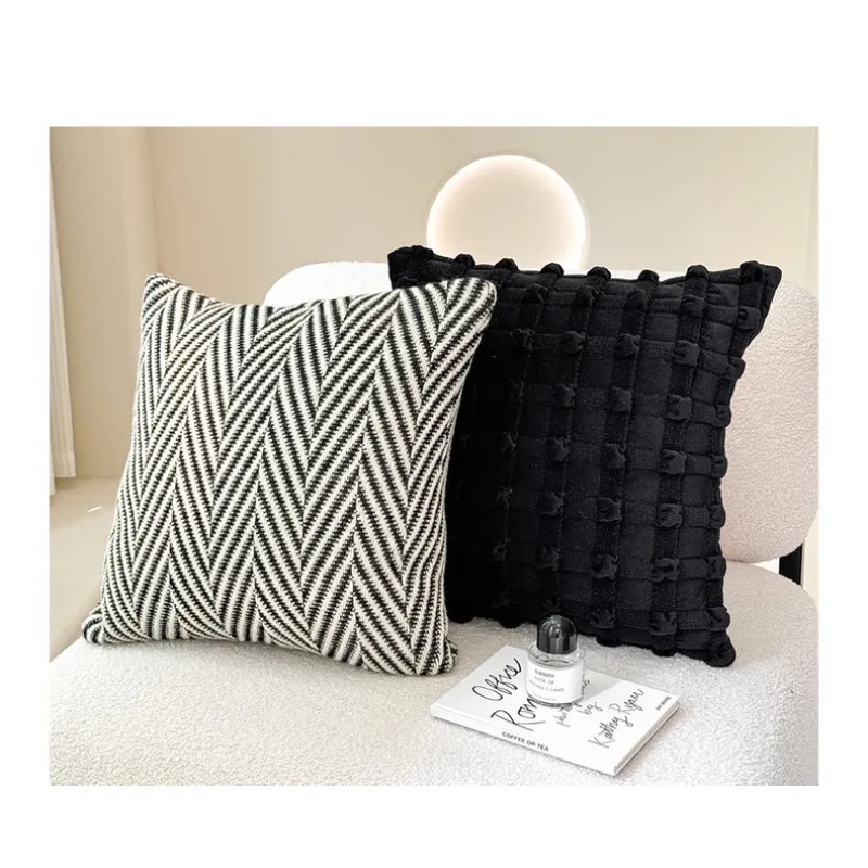 Retro Minimalist Throw Pillow Cover Art Line Pattern Black Trim Decorative Cushion Case for Sofa Living Room Home Decor