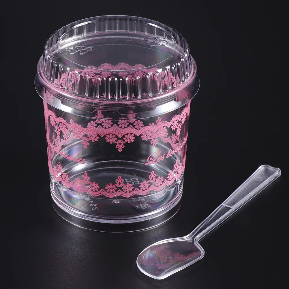 

30Sets 120Ml Crystal Clear Dessert Cup Set Includes Lids Spoons Perfect for Ice Cream Parfait Tasting Samples Wedding Birthday