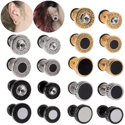 PAIR Stainless Steel High Quality Fake Ear Plug Ear Stud Earrings Fake Cheater Plugs Barbell Punk fashion Jewelry