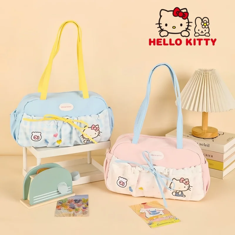 

Сумка-рюкзак Sanrio Hello Kitty с вышивкой, большая вместительная дорожная сумка для хранения вещей, повседневный городской рюкзак, подарки