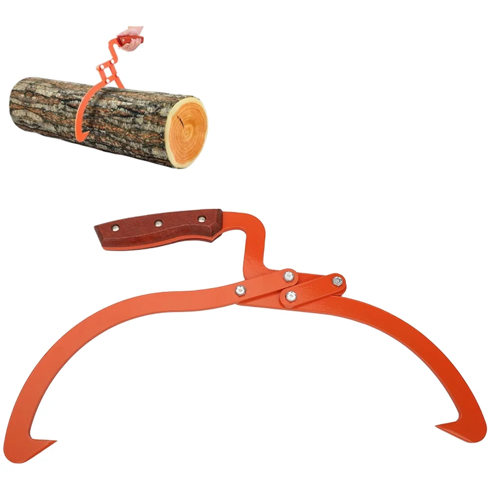 Orange Wooden Handle Log Lifting Hook Metal Claw Grabber For Firewood For Timber Forestry Gardening Tool Yard Equipment