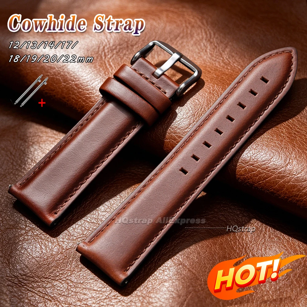 Neues Vintage-Rindsleder-Uhrenarmband 12mm 13mm 14mm 17mm 18mm 19mm 20mm 22mm Universelles Smartwatch-Lederarmband mit Schnellverschluss