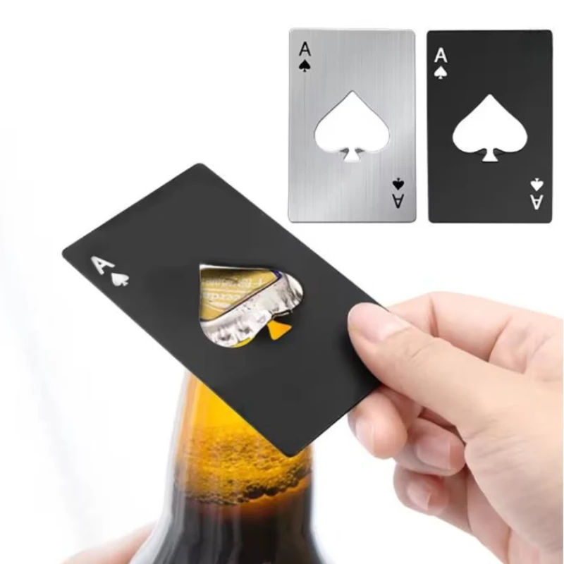 1 قطعة بوكر الإبداعية على شكل زجاجة يمكن فتاحة الفولاذ المقاوم للصدأ بطاقة الائتمان حجم بار مطعم البيرة المعادن افتتاح أداة هدية