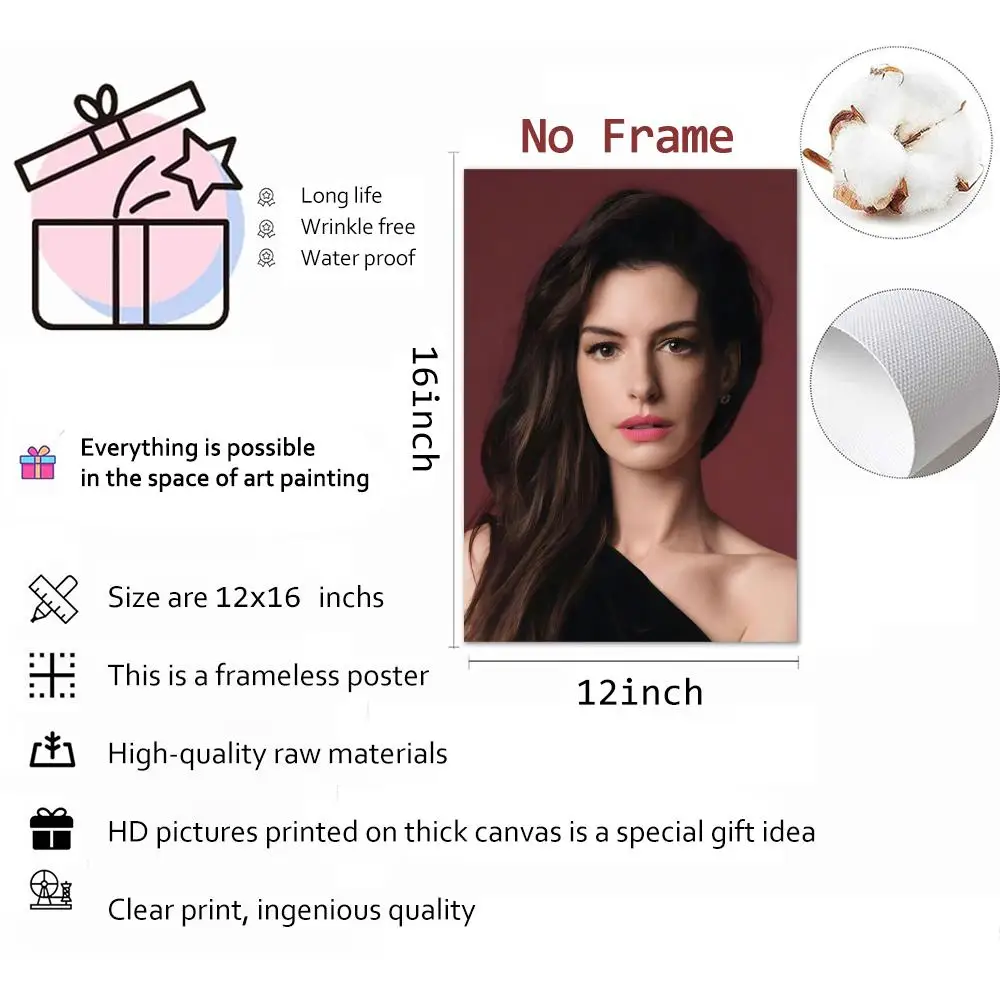Anne Hathaway Individual Actress Painting Calligraphy Wall Art Mural Living Room Canvas Decor Gifts