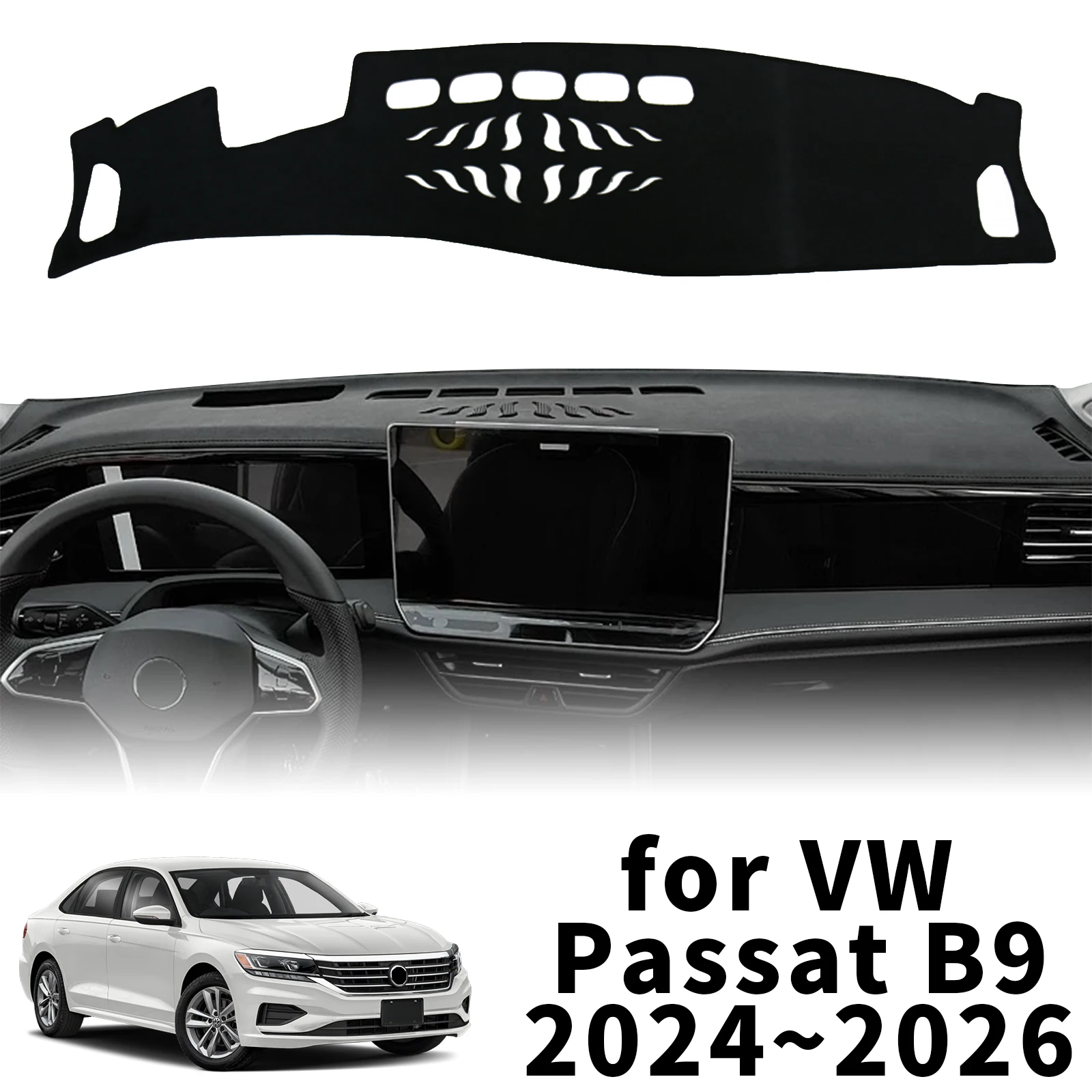 

Защитный коврик на приборную панель для Volkswagen VW Passat B9 Variant R-Line 2024~2026, кожаный, солнцезащитный