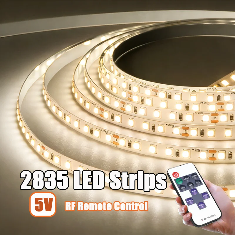 SMD 2835 USB Led Strip Light Warm/White,5V with RF Remote Controller for Kitchen Home Cabinet Decor