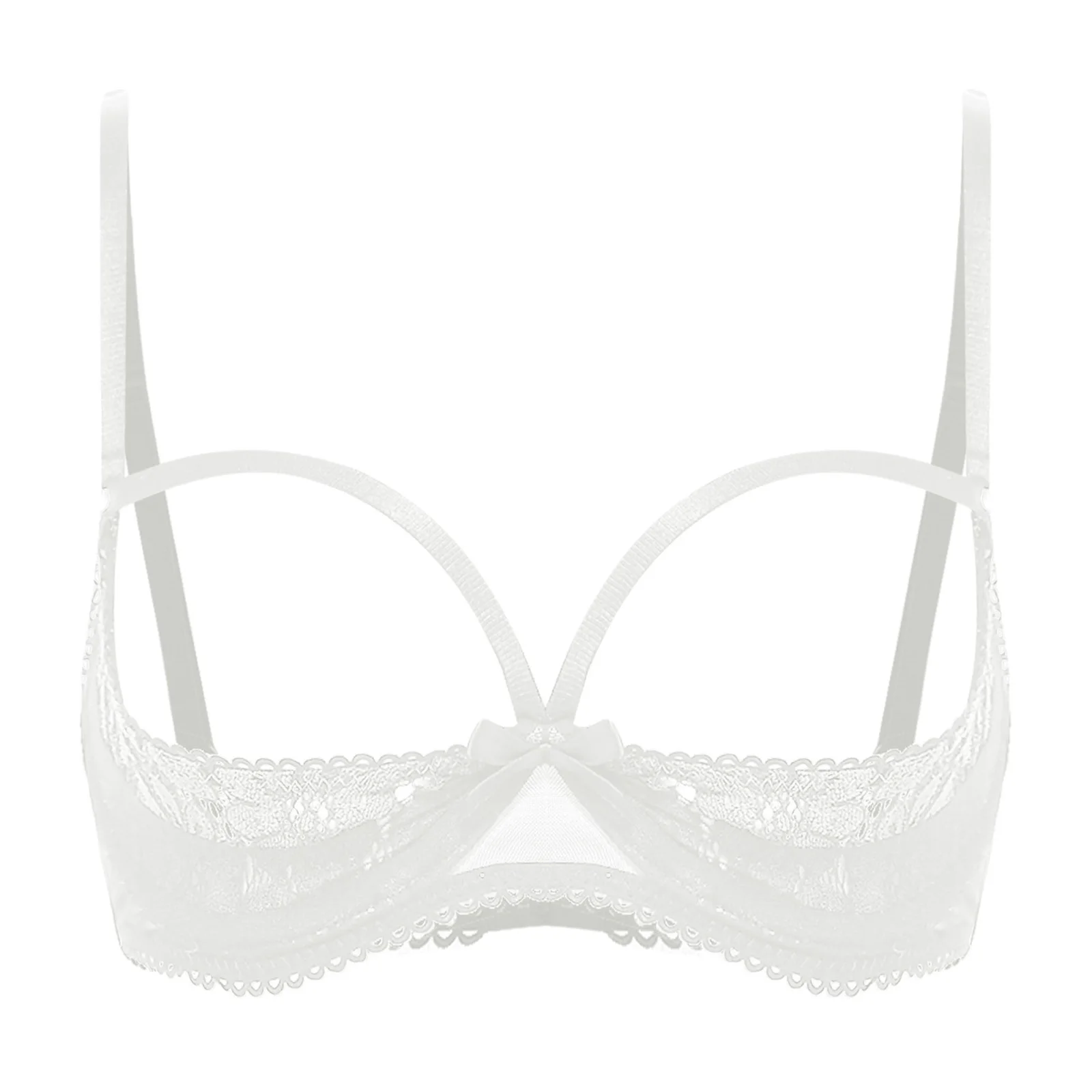 

Women Lingerie Temptation Underwear Bras Sheer Floral Lace Nipple Exposed Underwire Brassier for Couple's Intimate Flirting Bras