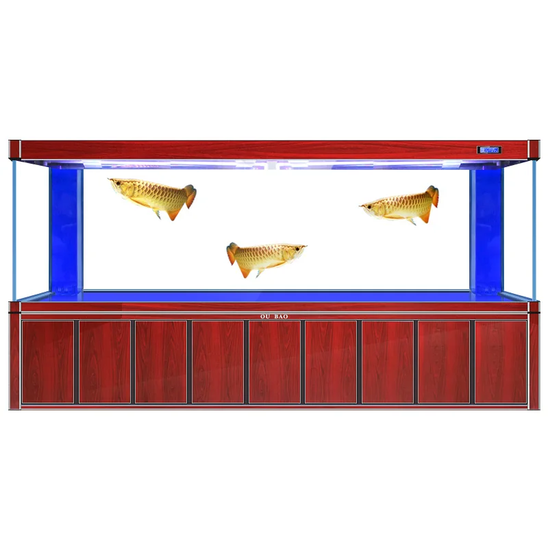 حوض أسماك زجاجي كبير فريد من نوعه بتصميم جديد لمتجر مساحة غرفة المعيشة عبر الإنترنت