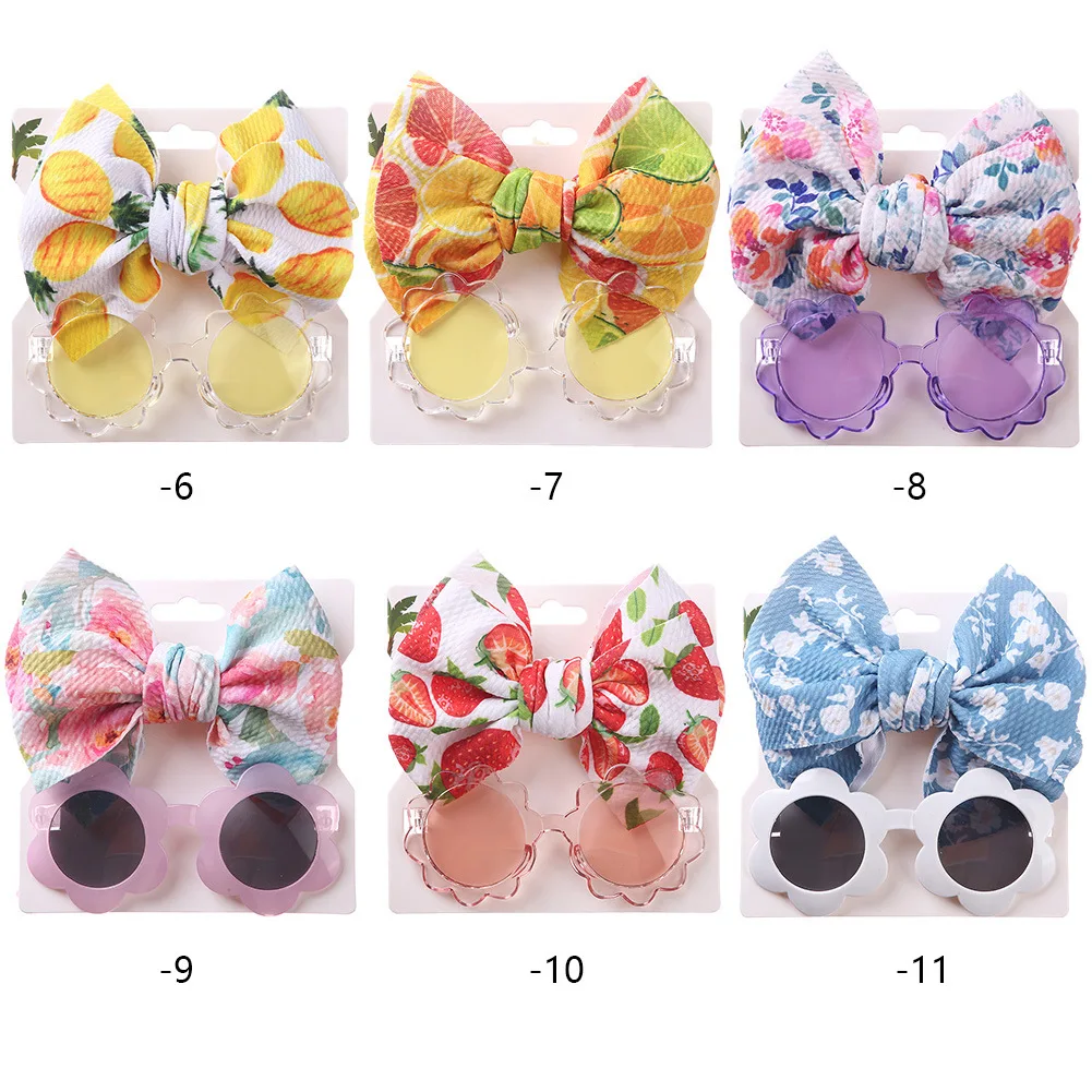 

Baby Bow Headband Girl New Kid Parentchild Hair Accessories Flower Solid Color Nylon Elastic Princess Summer Sunglasse