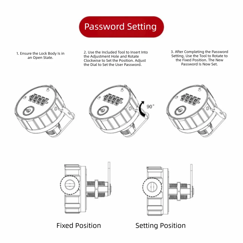 4-Digit Combination Cabinet Password Lock Round Padlock Household Hardware Drawer Lock Anti-theft Reset Function