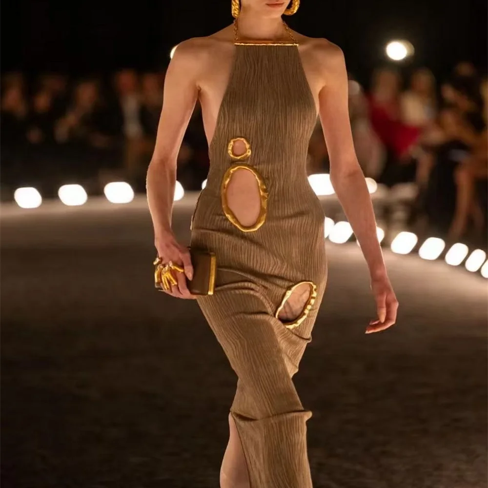 فستان نسائي صيفي موديل 2026 برقبة رسن مع صدرية بإبزيم معدني، فستان ضيق مثير للنساء، حمالة صدر جديدة للحفلات Y2K #2