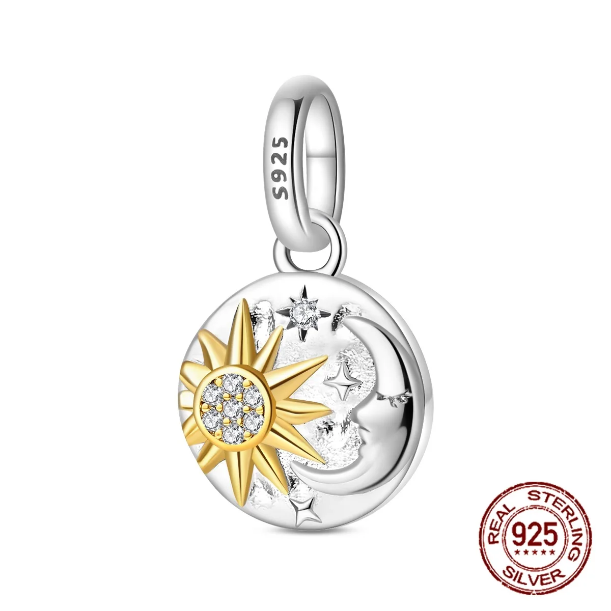 

Подвеска-талисман из стерлингового серебра 925 пробы «Сигил Луны и Звезды» для оригинальных браслетов-шармов, женское украшение, подарок для самостоятельного изготовления