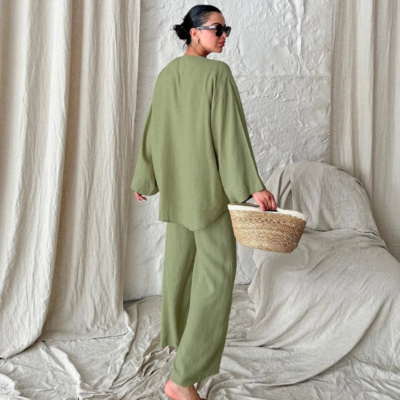 Fashion Loose Pant Sets Women Comfortable Elegant Long Sleeves Loose Wide Leg Pants Two-Piece Suit Streetwear  Autumn Winter ﻿