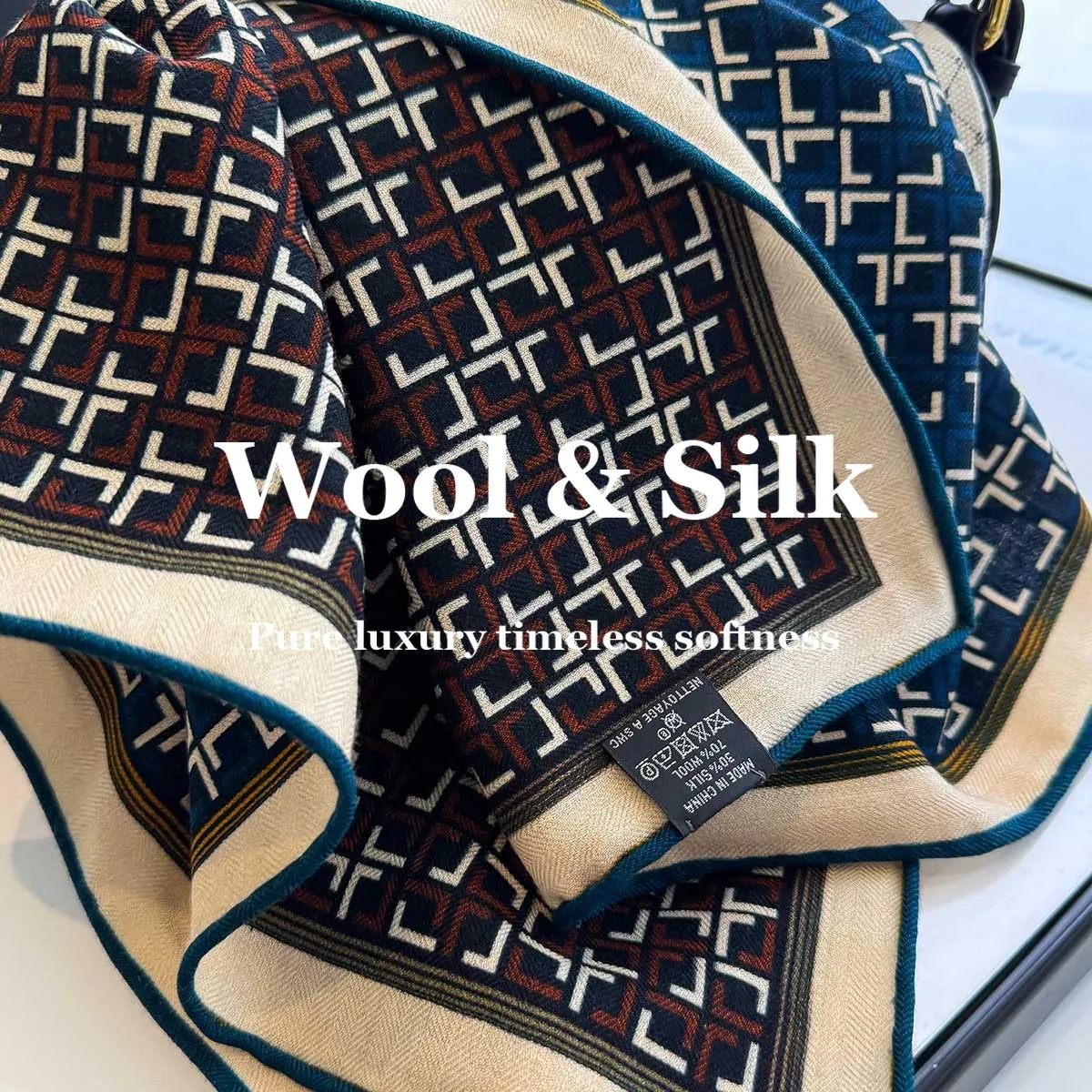 

2026 82% Wool 18% Real Silk Scarf Women 62cm Square Scarves Shawl Luxury Headband Wrap Handkerchief Bandana Hairband Poncho Gift