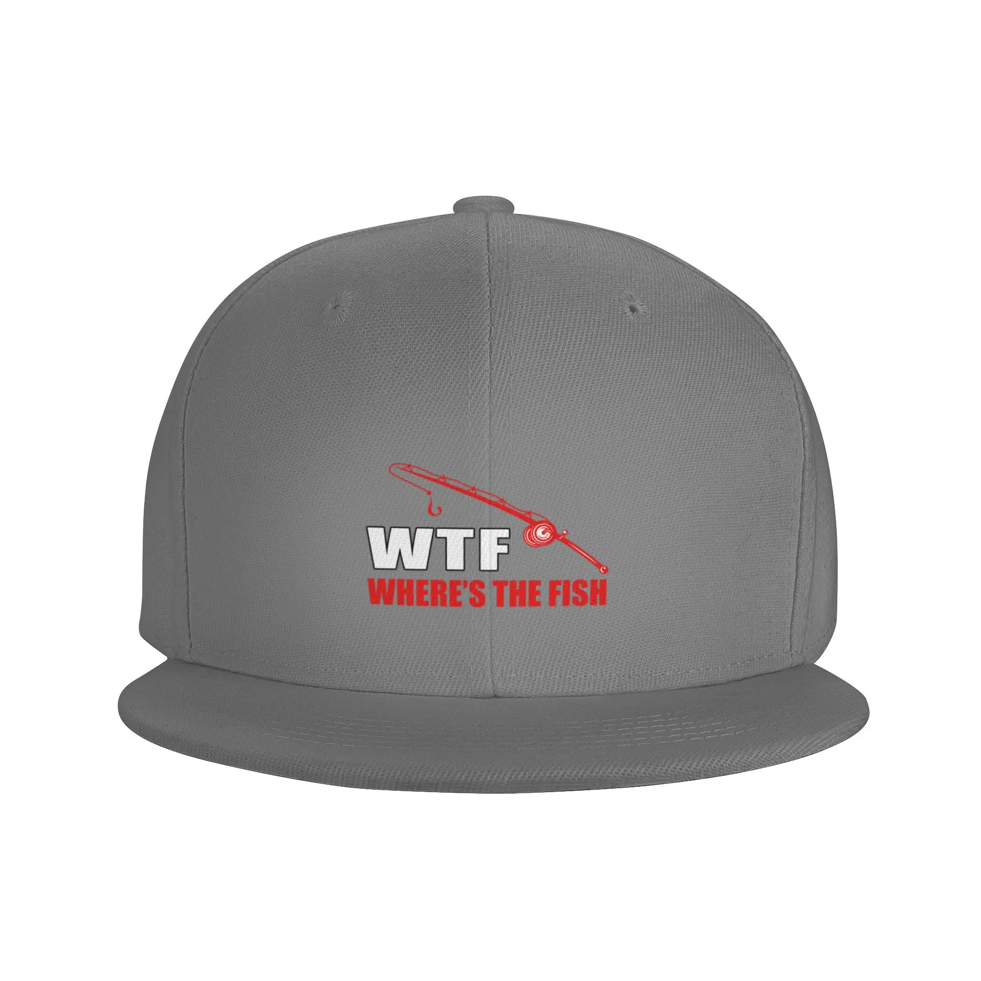 Fashion Wtf Wheres The Fish Funny Fishing Shirt Gift For Dad Flat Brim Sun Hat  Durable Denim Hat Men's Cap