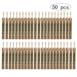 Cepillos de dientes de madera de bambú Natural, cerdas suaves, cepillo de dientes de fibra Capitellum, cuidado bucal ecológico, 50 unidades