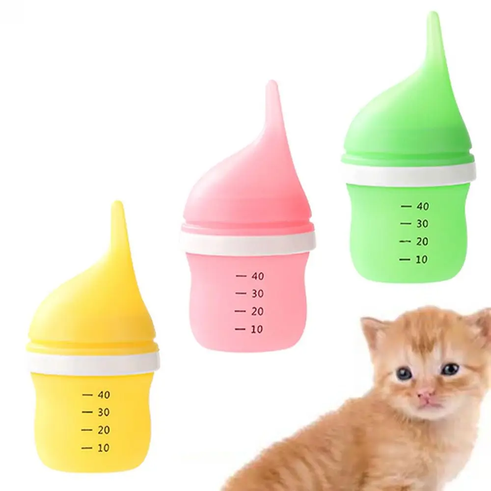 

40ml Pet Milk Bottle Silicone Nipple Bite Resistance Dog Kitten Milk Feeding Bottle Precise Feeding Reusable Baby Animals Feeder