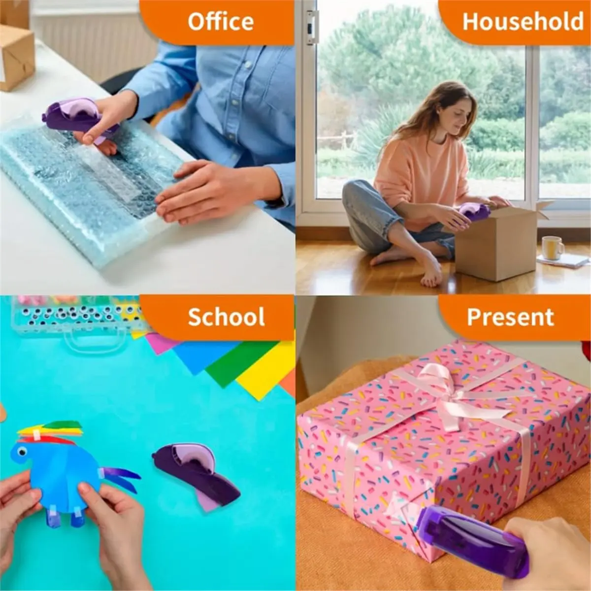 Multi-use Gear Automatic Tape Dispenser, Single Handheld Design, Free 1 Roll of 0.75 Inch (19 mm) Tapes,