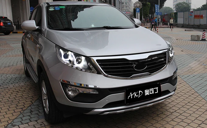 AKD Car Model For Sportage R 2011-2014 LED Headlight DRL Fog Lamp Turn Signal Light Low & High Beam Angel Eye Projector Lens