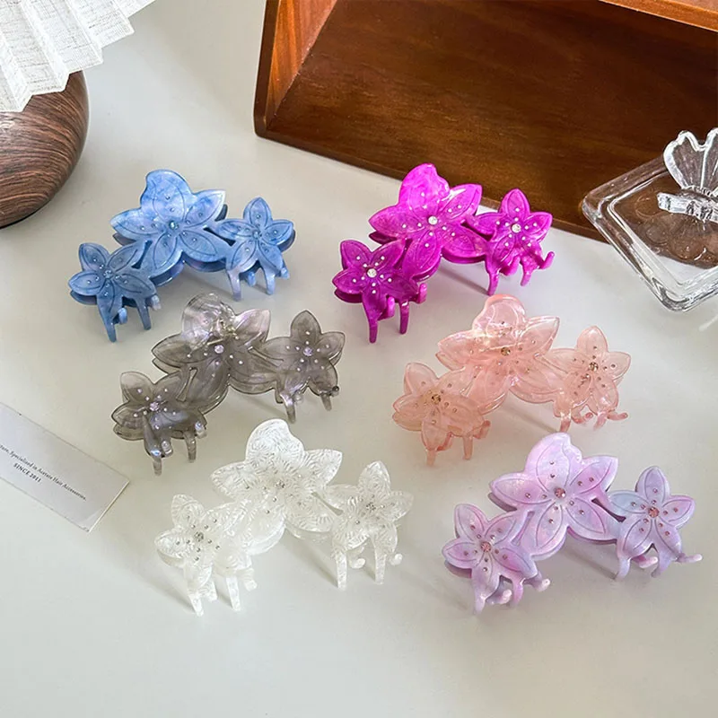 

New Creative Design Delicate 10.3cm Flower Rhinestones Large Hair Clip Simple Fashion Aceatet Shark Clip Hair Accessories