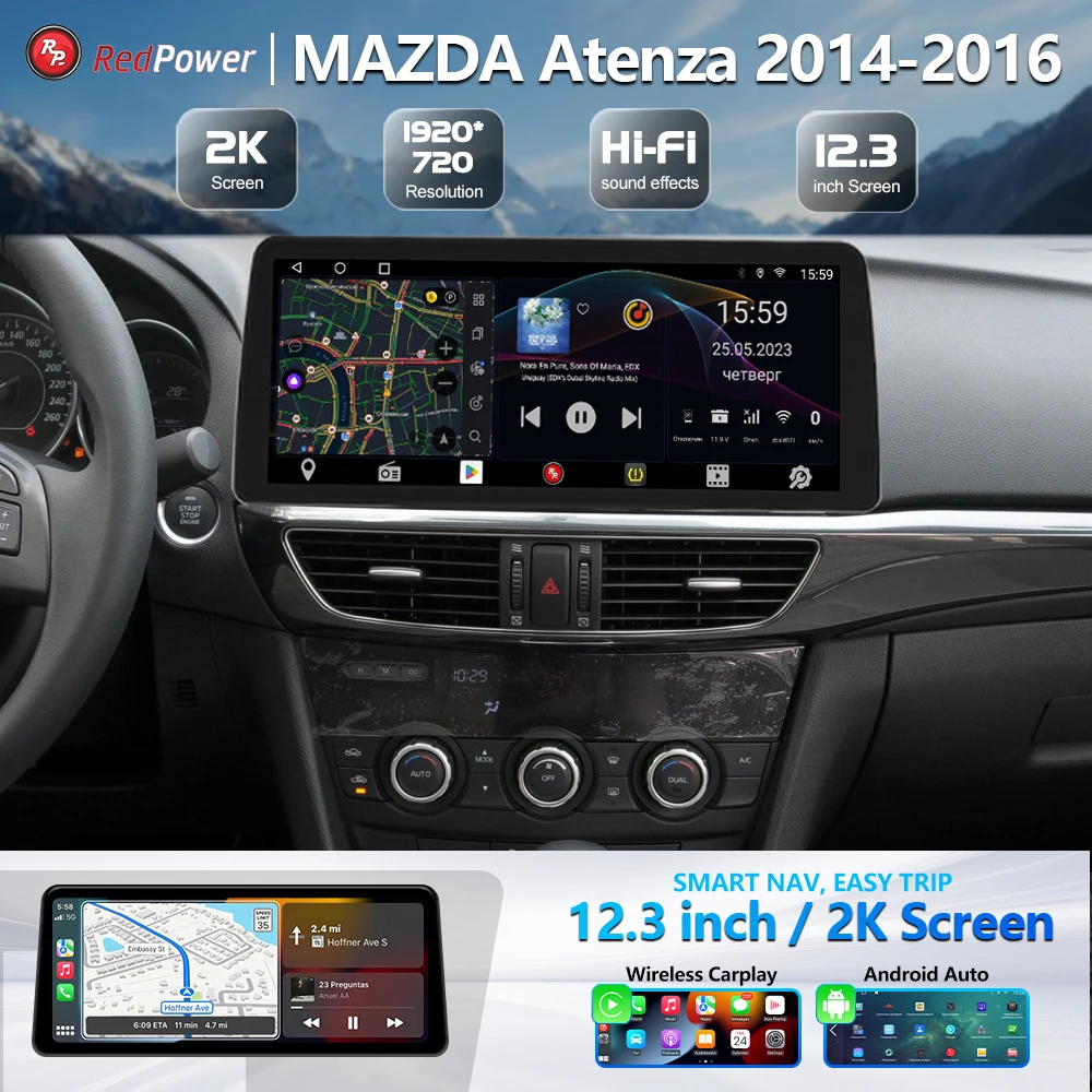 

Автомобильный радиоприемник Redpower 12,3 дюйма для MAZDA Atenza 2014-2016, мультимедийный плеер с экраном, GPS, Android 10, навигация CarPlay DSP