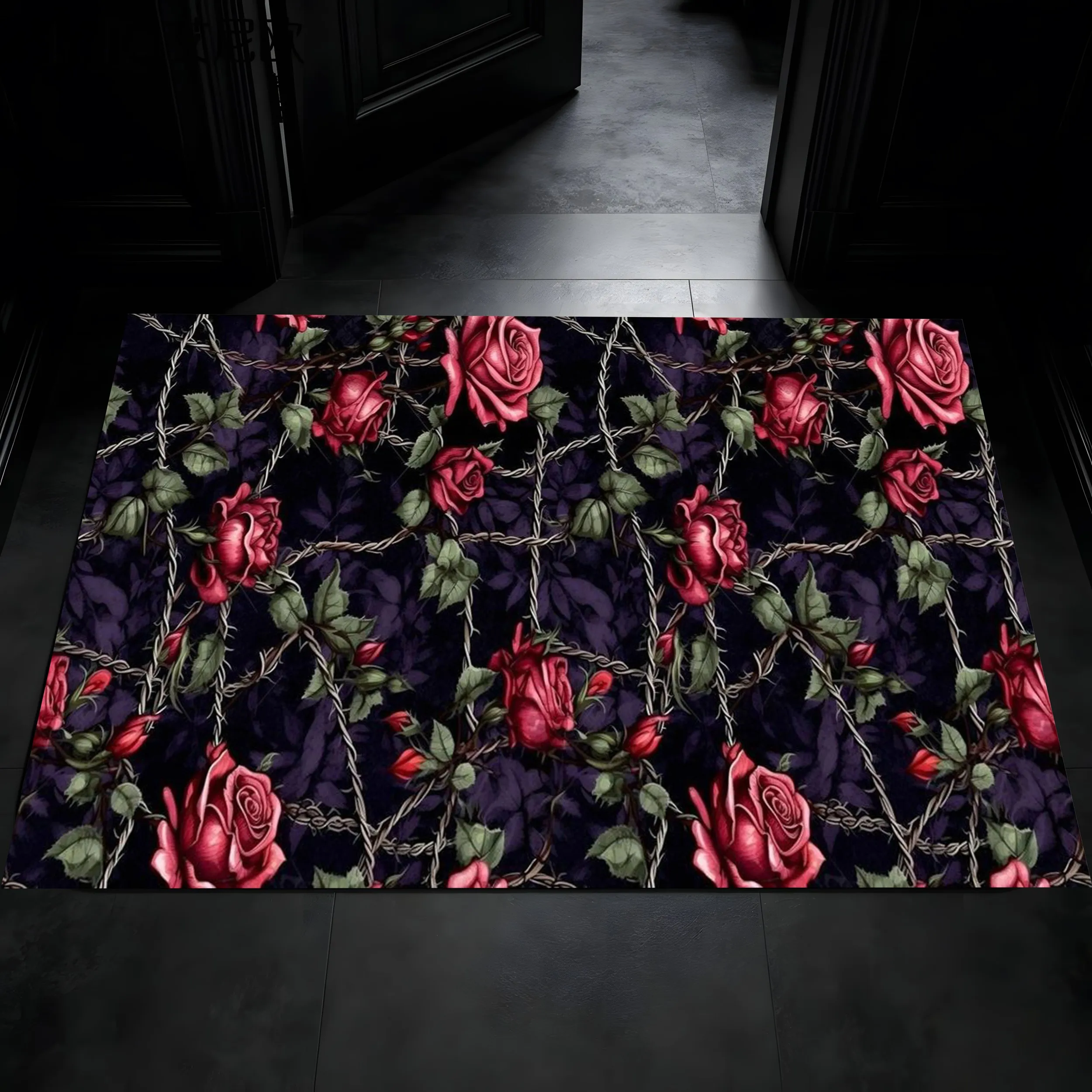 2D Checkered Patterned Rug with Pumpkin and Black Cat Design American Retro Style Eye-Catching Color Blocking Full of Halloween Vibes