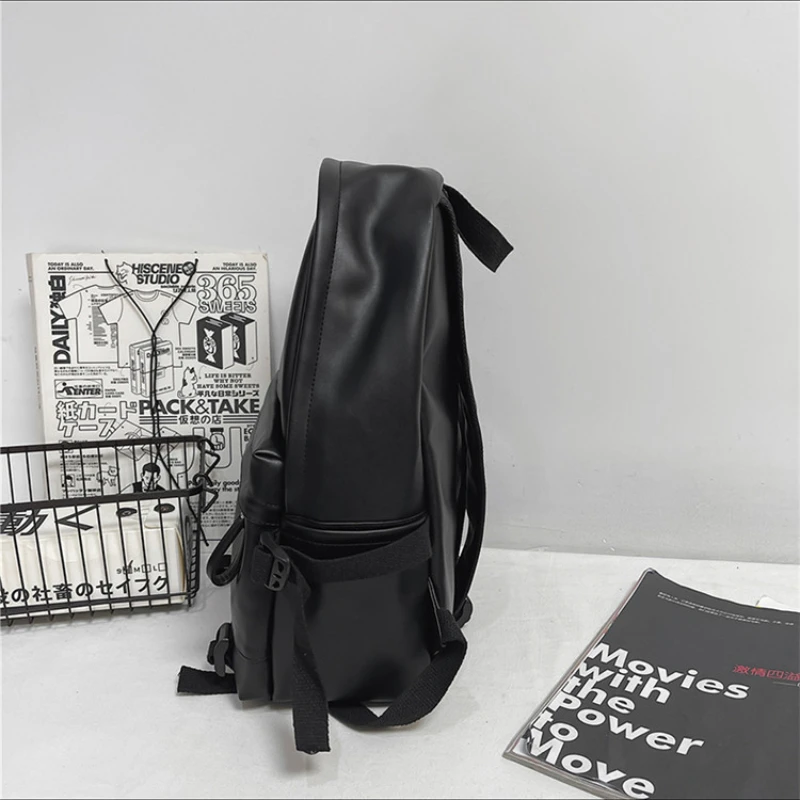 Large Minimalist Japanese Solid Color Women's Leather Backpack Women's Travel Bag Youth Girl Cute Schoolbag Backpack Women