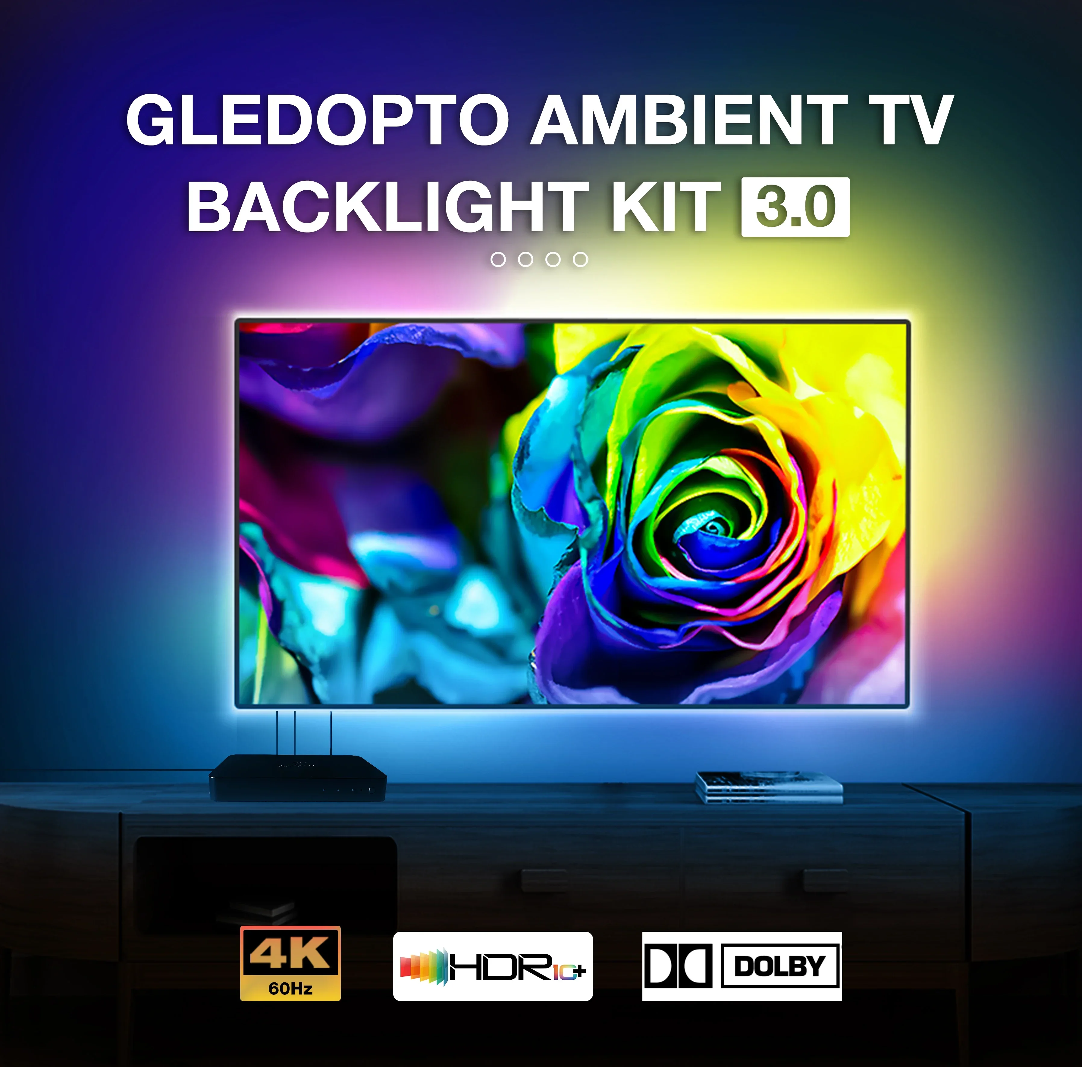 Комплект Gledopto для подсветки телевизора с рассеянной подсветкой 3.0 фотолента RGB IC HDMI-совместимая коробка с синхронизацией параметры 4K 60 Гц 50 55 60 65 дюймов ТВ