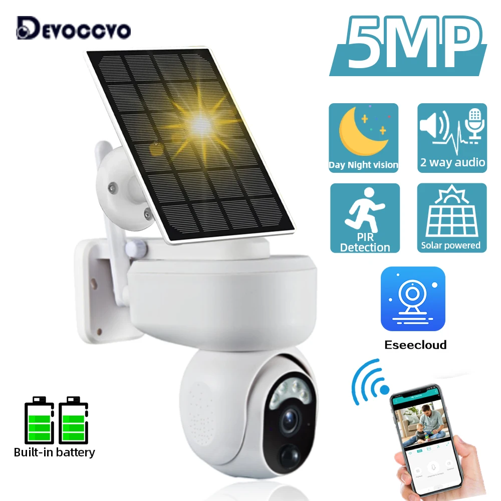 

Battery Camera With Solar Panel 5MP HD WIFI PTZ Security Camera PIR Human Detection Full Color Night Vision Two Way Audio IP Cam