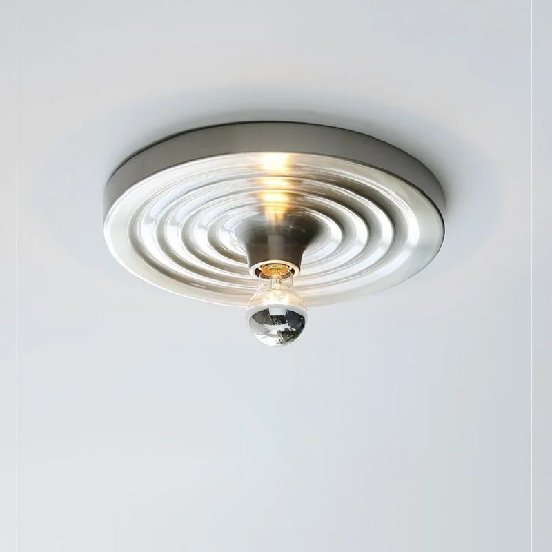 Metallic Silver Ripple Saucer Wall Lamp Living Room Background Wall Hallway Light LED Wall Lamp