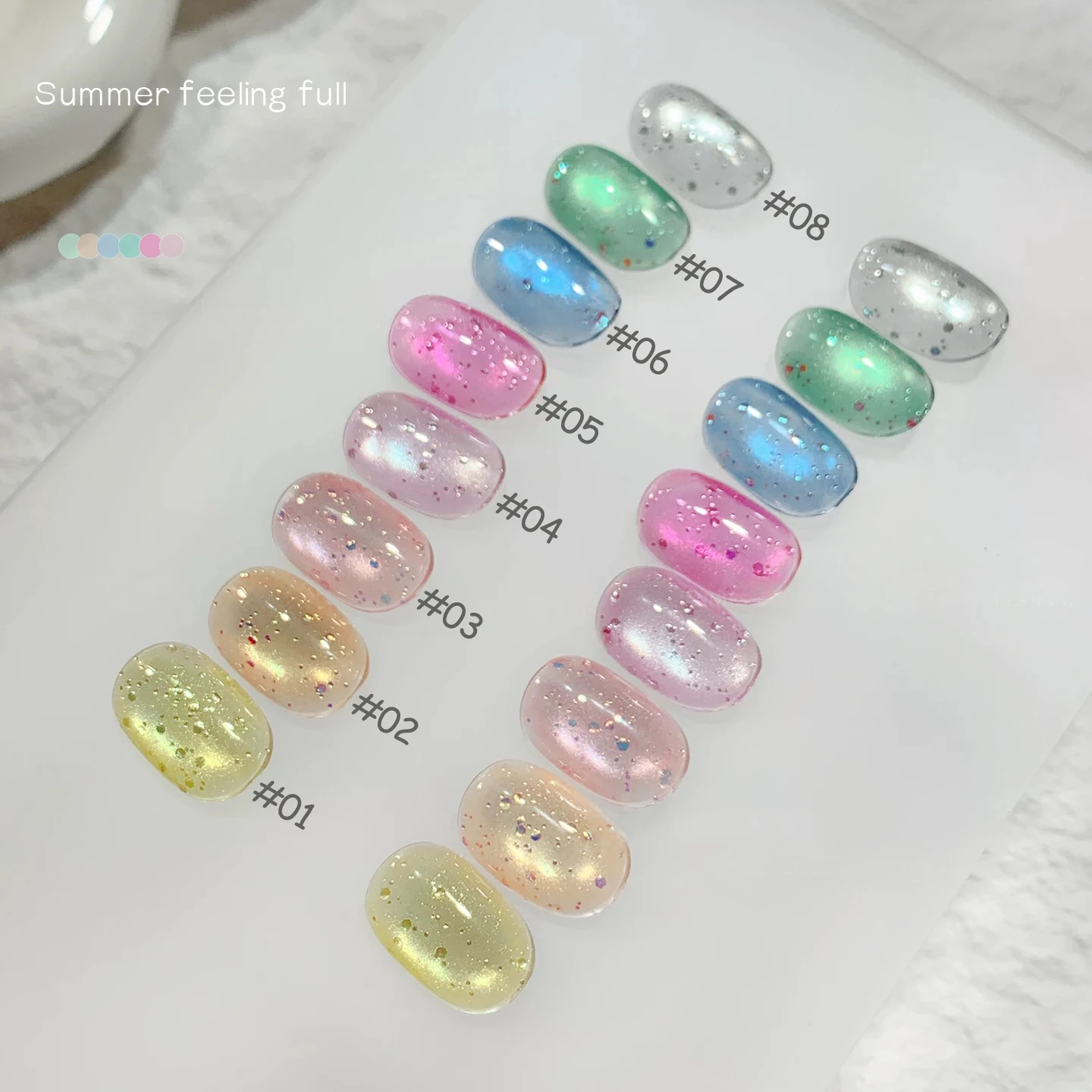 1-20pcs PSK Summer Refreshing Colorful Bubble Water Cat Eye Gel Nail Polish Popular Super Glitter Glass Bead Nail Salon Nail Art