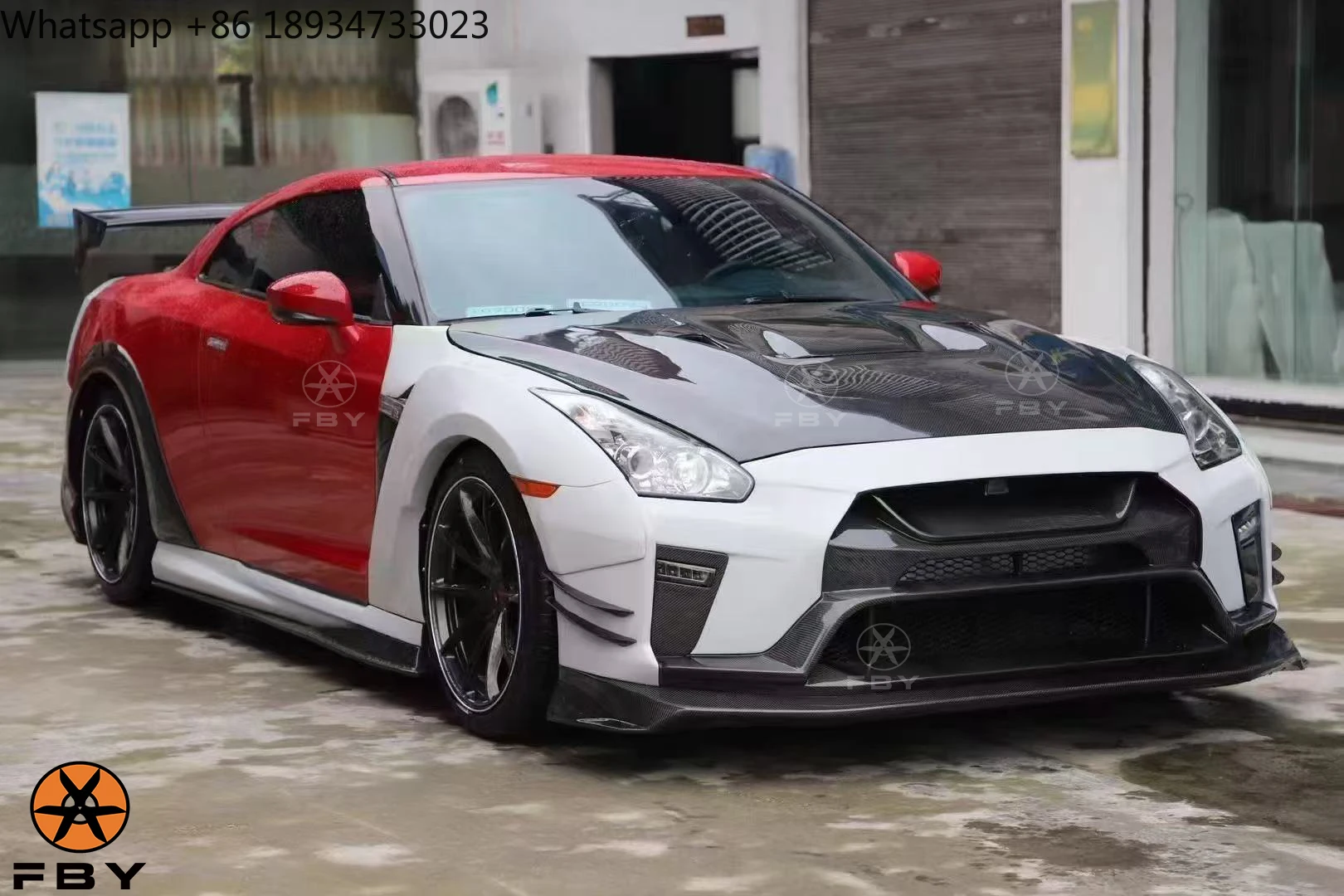 High Quality Half Carbon Fiber Front Bumper Rear Bumper Assembly Car Parts for Nissan GTR R35 Upgrade to Vari Body Kit