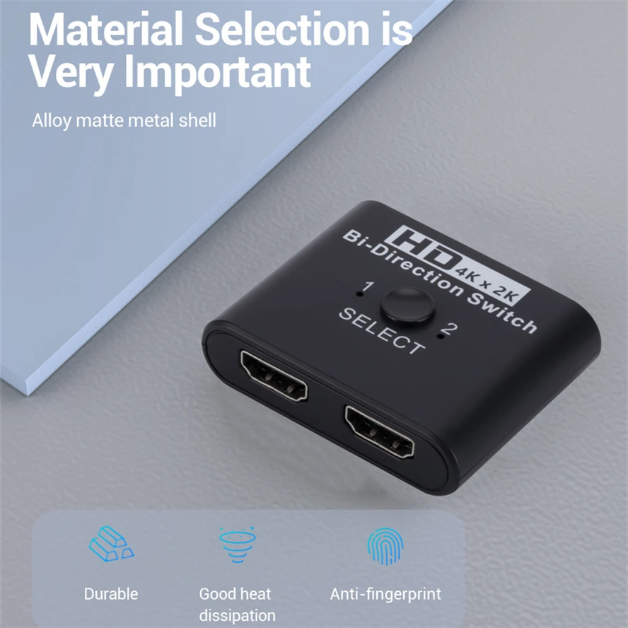 4K HDMI-compatible Switch Bi-Direction 2 Ports HDMI Splitter Switch 2 in 1 Out/1 in 2 Out for Laptop PC Xbox PS4 TV Box Monitor