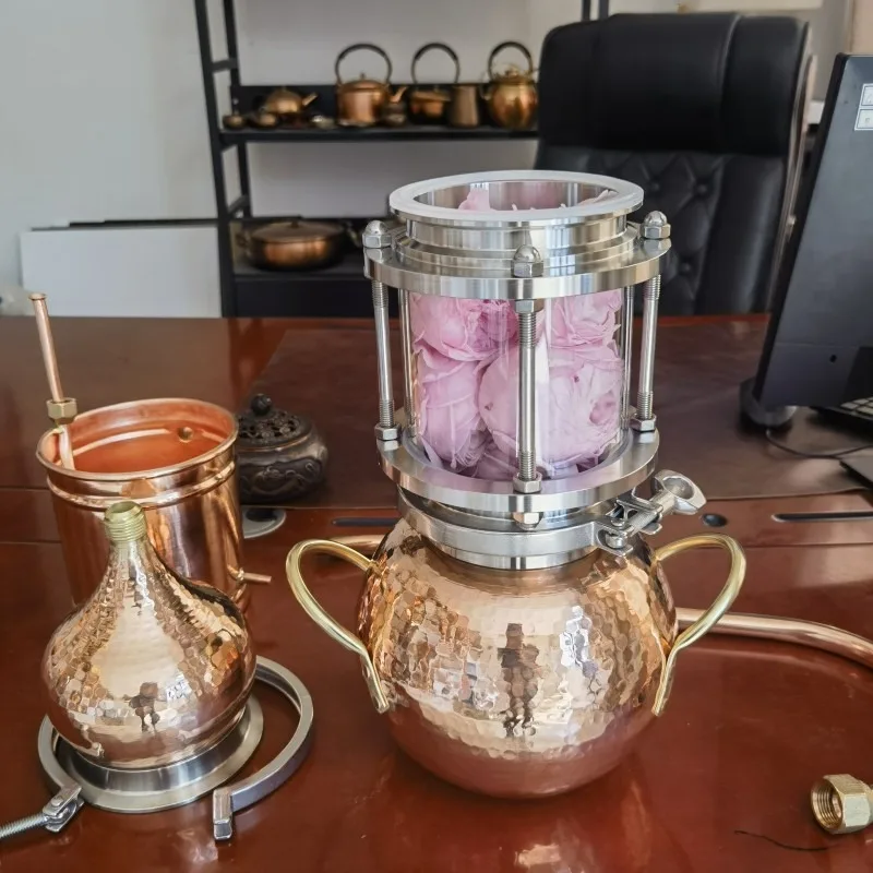 Pure Copper Distiller Home Small Distillation Equipment Visual Window For Alcohol Hydrosol Making Multiple Capacity