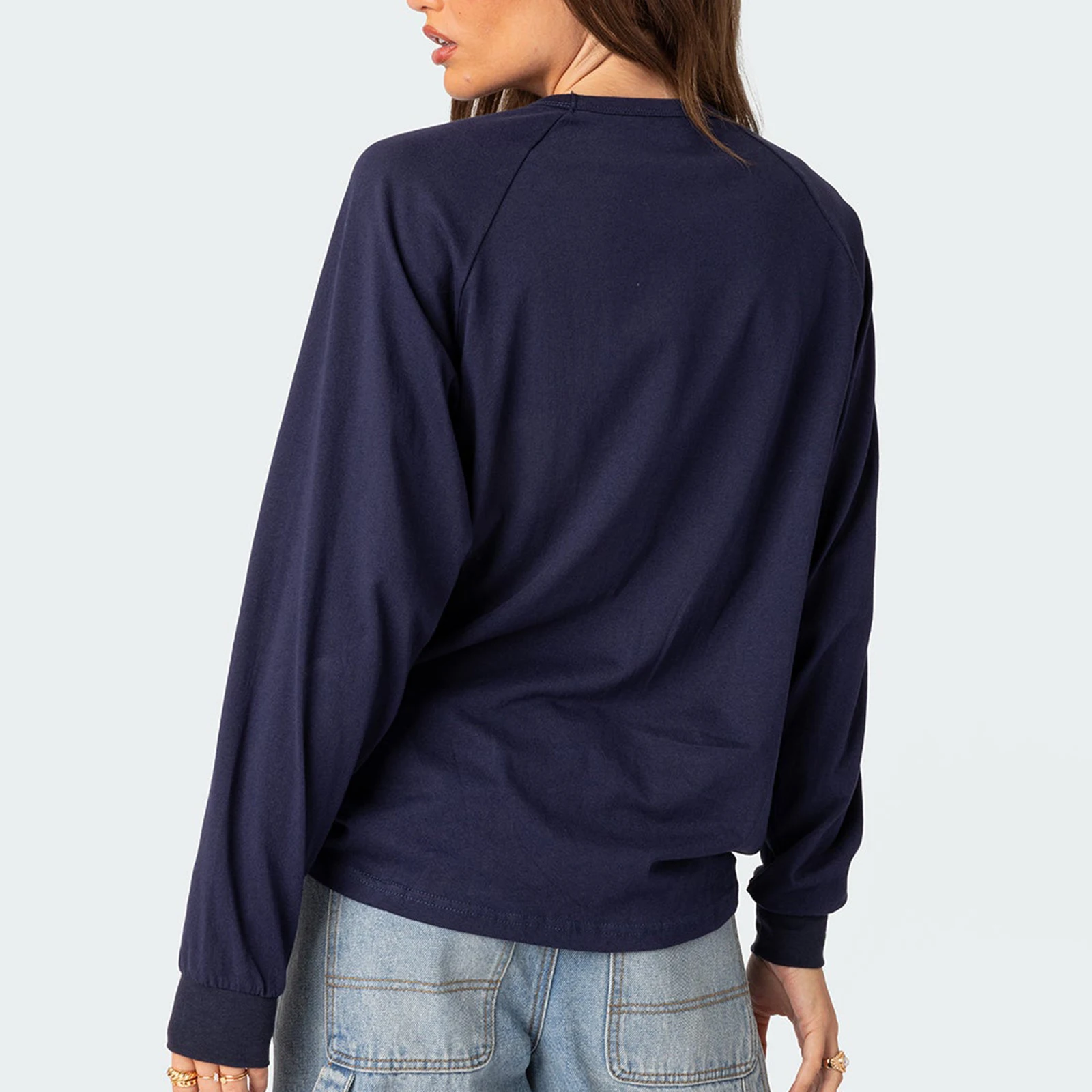 Women’s Casual Sweatshirts Long Sleeve Round Neck Letter Pattern Pullovers Oversized Tops Streetwear