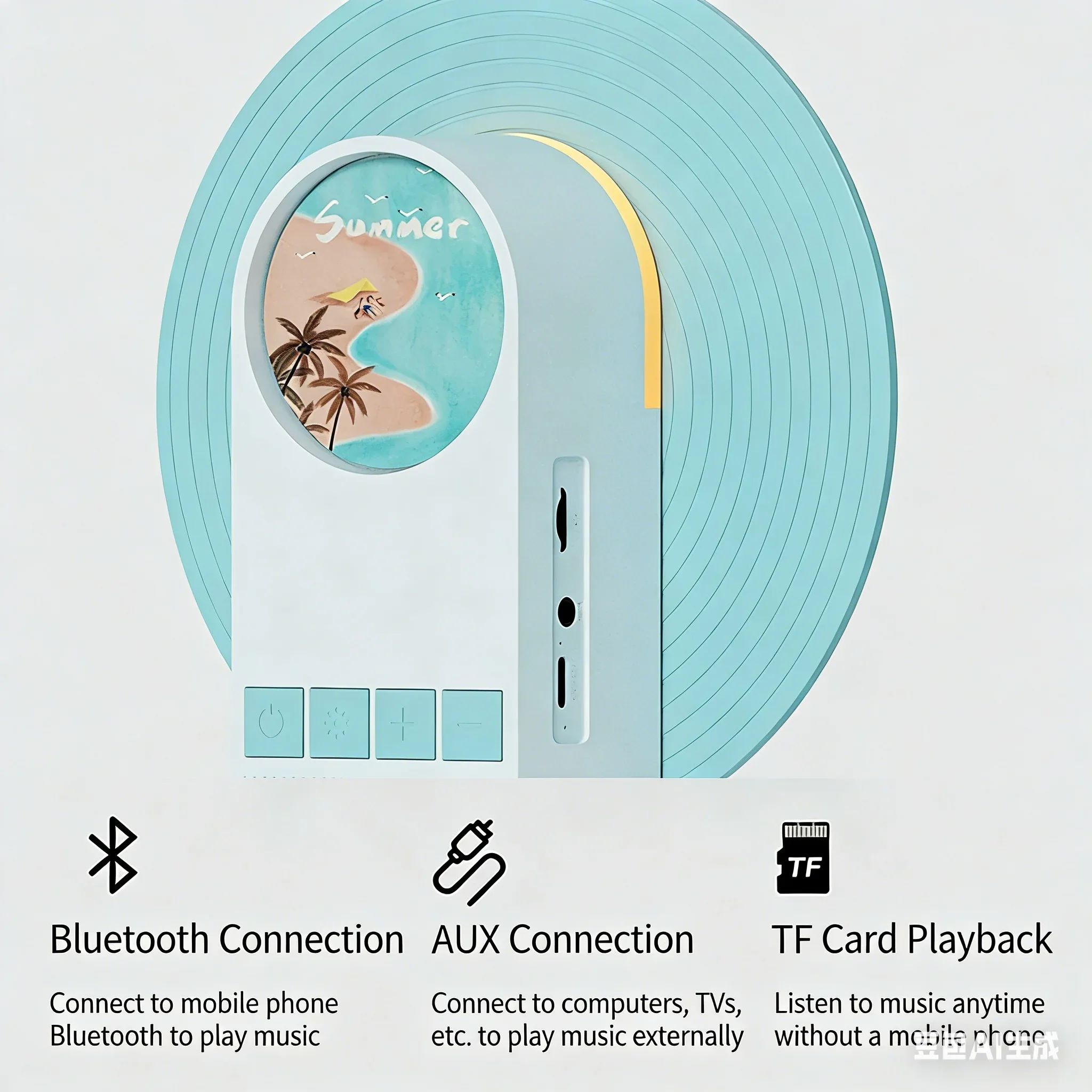 

Мощные Bluetooth-колонки с глубоким басом, дизайн в стиле виниловых пластинок, встроенный генератор белого шума, ночник, Bluetooth 5.3 для музыки и сна