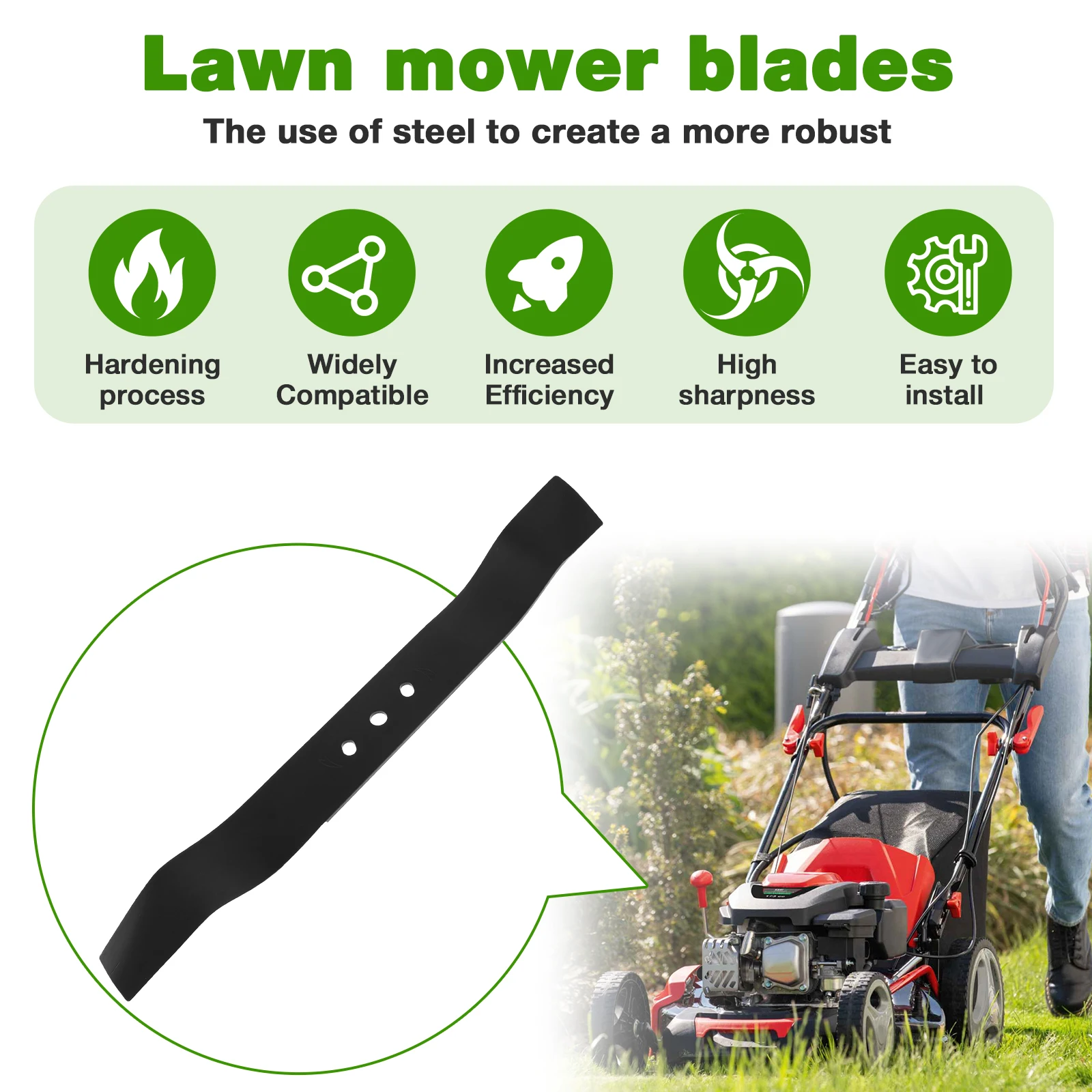 

Lawn Mower Blade 19.6 Inches High Hardness Steel Mower Mulching Blade with High Sharpness for Professional Men Women Gardener