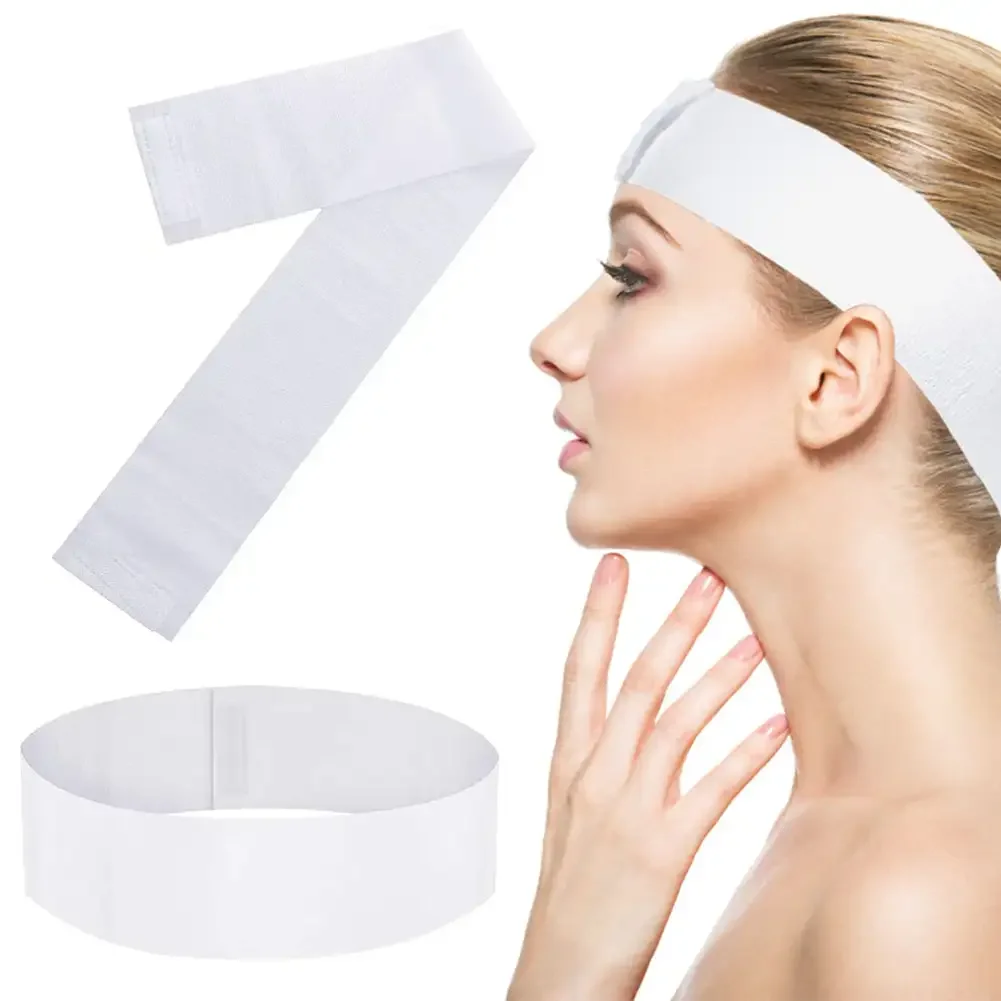 50Pcs Disposable Spa Facial Headbands Stretch Non-Woven Soft Skin Care Hair Band with Convenient Closure for Women Girl