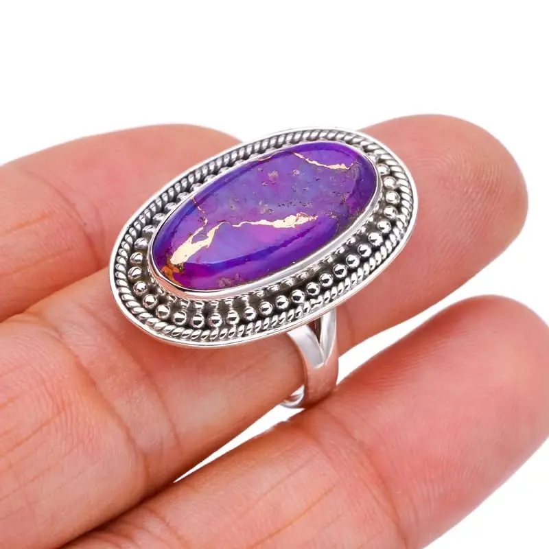

StarGems® Natural Copper Turquoise Handmade 925 Sterling Silver Ring 9 F2294
