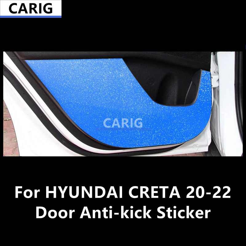 For HYUNDAI CRETA 20-22 Door Anti-kick Sticker Modified Carbon Fiber Pattern Interior Car Film Accessories Modification