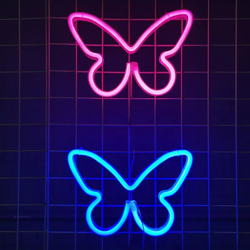 Butterfly neon sign light LED flicker free 3D visual effect night lamp wall hanging Christmas decor romantic birthday party gift