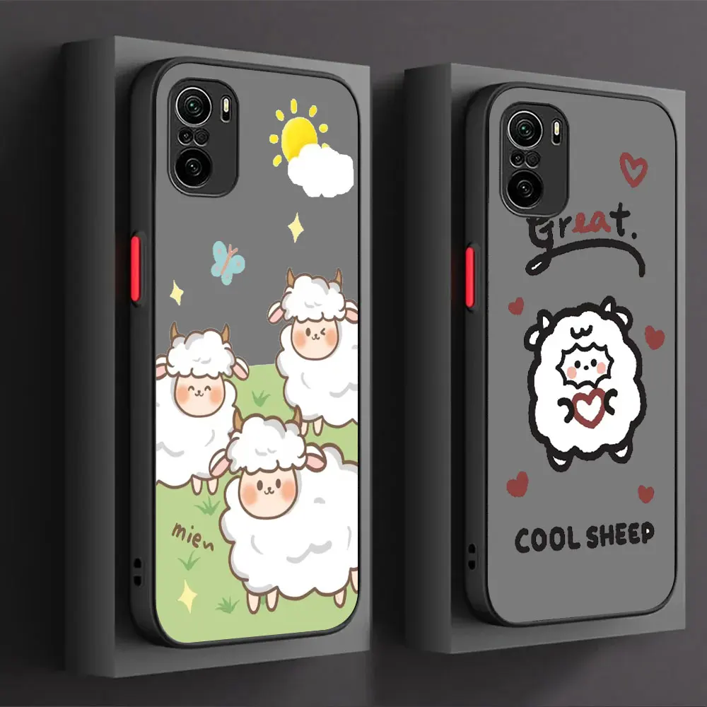 Lovely White Lamb Matte Shockproof Phone Case For Infinix SMART 8 6 5 4 NOTE 30 12 G96 G88 11 10 8 8I 7 S PRO PLUS NFC