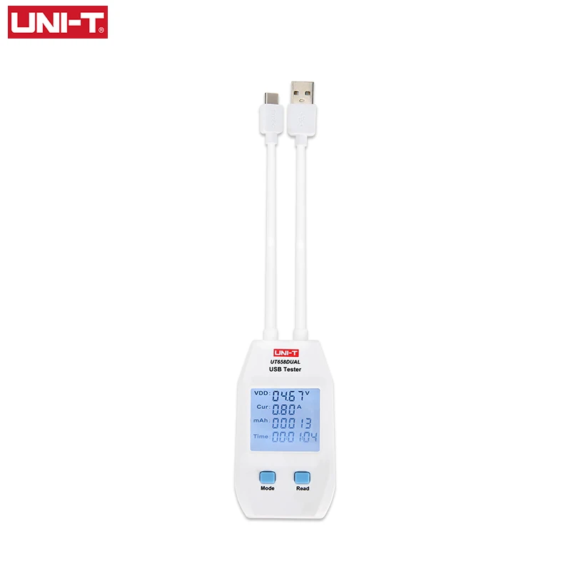 Tester USB typu A/C serii UNI-T UT658, cyfrowy woltomierz i amperomierz UT658B, tester kabli szybkiego ładowania i ładowarek. — zdjęcie 2