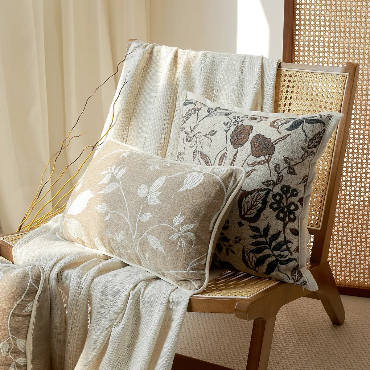 Luxury Embroidery Pillow Cover Soft light coffee Cushion Case For Living Room Bedroom Sofa Home High-End Decoration