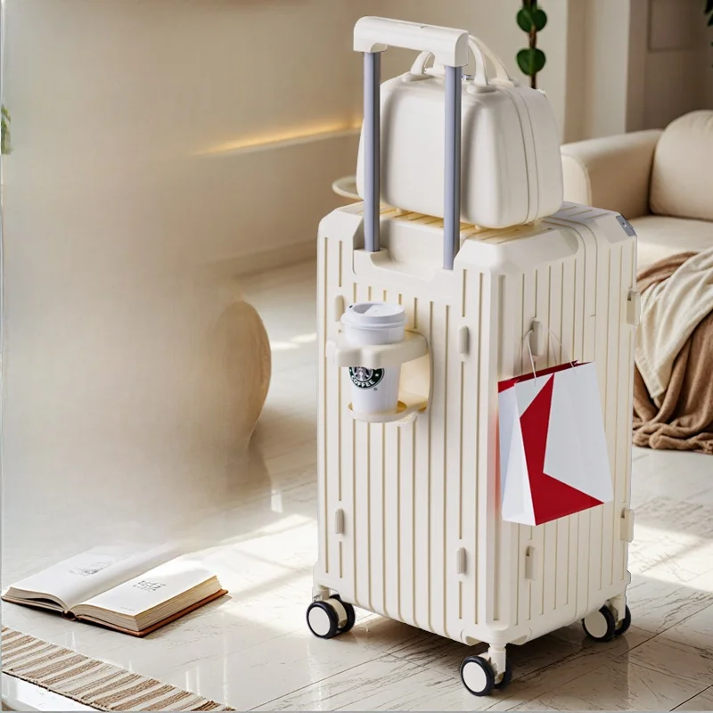 high-quali-24-inch-lage-retro-sle-abs-pc-large-capaci-travel-suitcase-ex-vintage-look-zipper-closure-suitcase